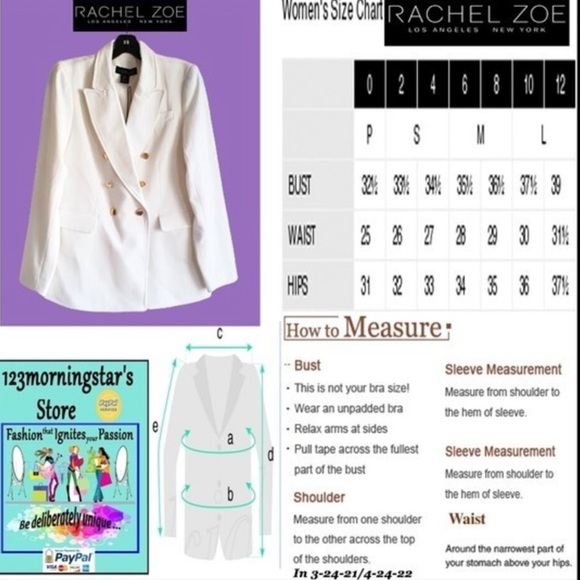 Rachel Zoe Double Breasted White 6 Button Blazer - Picture 13 of 13